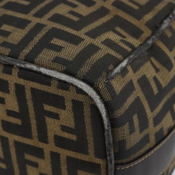 FENDI Zucca Canvas Vanity Bag Black Brown Auth 147539